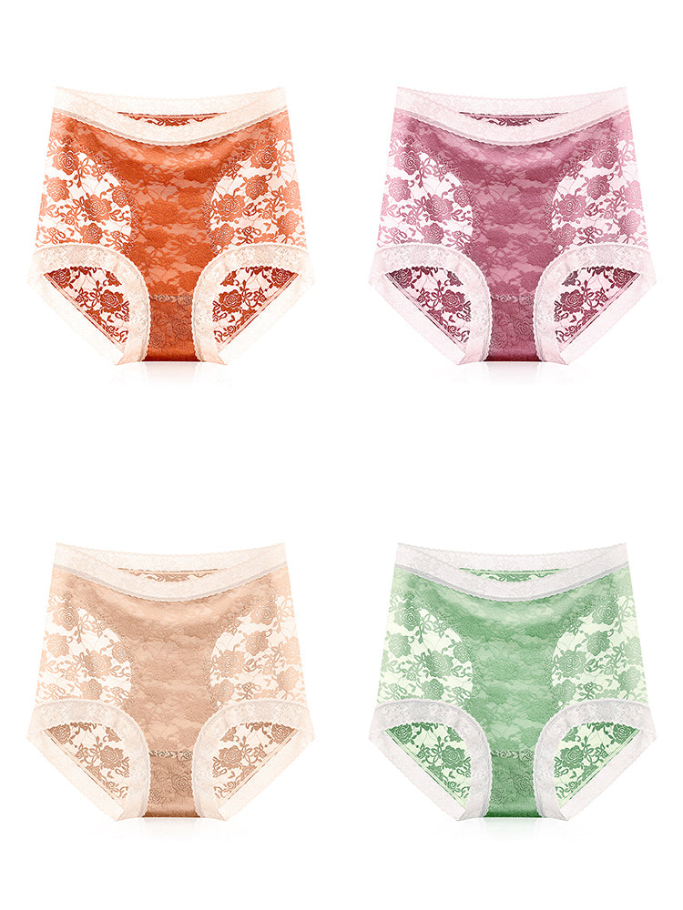 4-Pack Womens Sexy High Waisted Lace Brief
