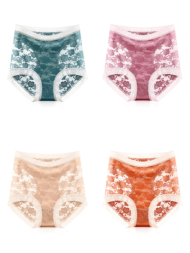 4-Pack Womens Sexy High Waisted Lace Brief