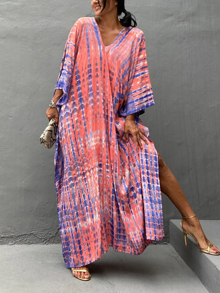 Women Print Beach Dress Short Sleeve Plus Size Bathing Suit Cover Ups