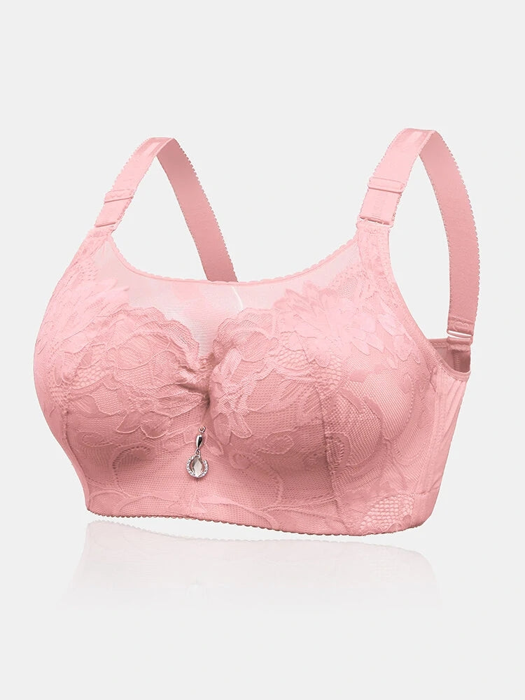 Floral Mesh Spliced Full Cup Breathable Underwire Bras