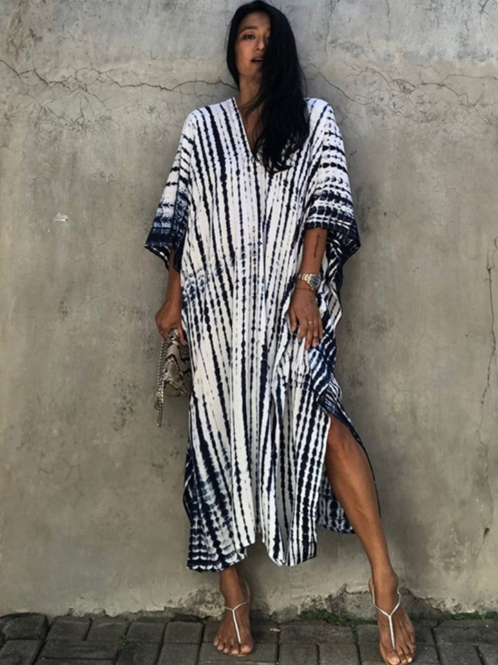 Women Print Beach Dress Short Sleeve Plus Size Bathing Suit Cover Ups