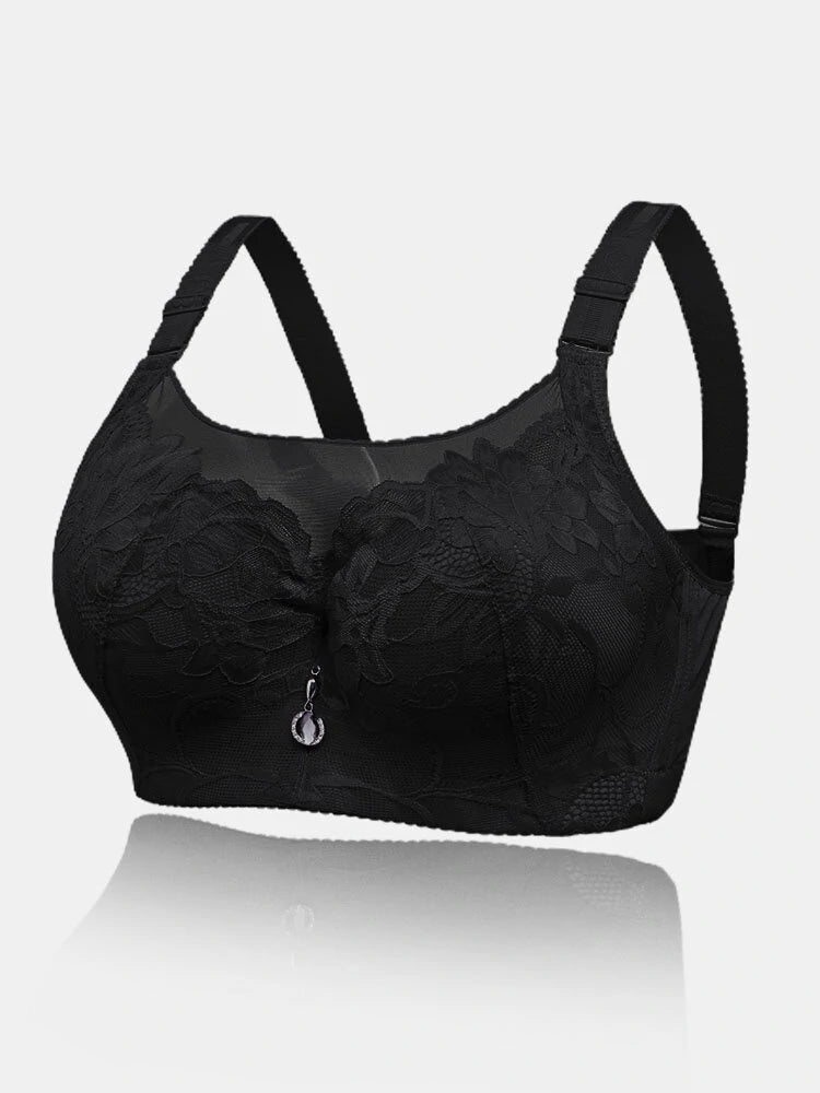 Floral Mesh Spliced Full Cup Breathable Underwire Bras