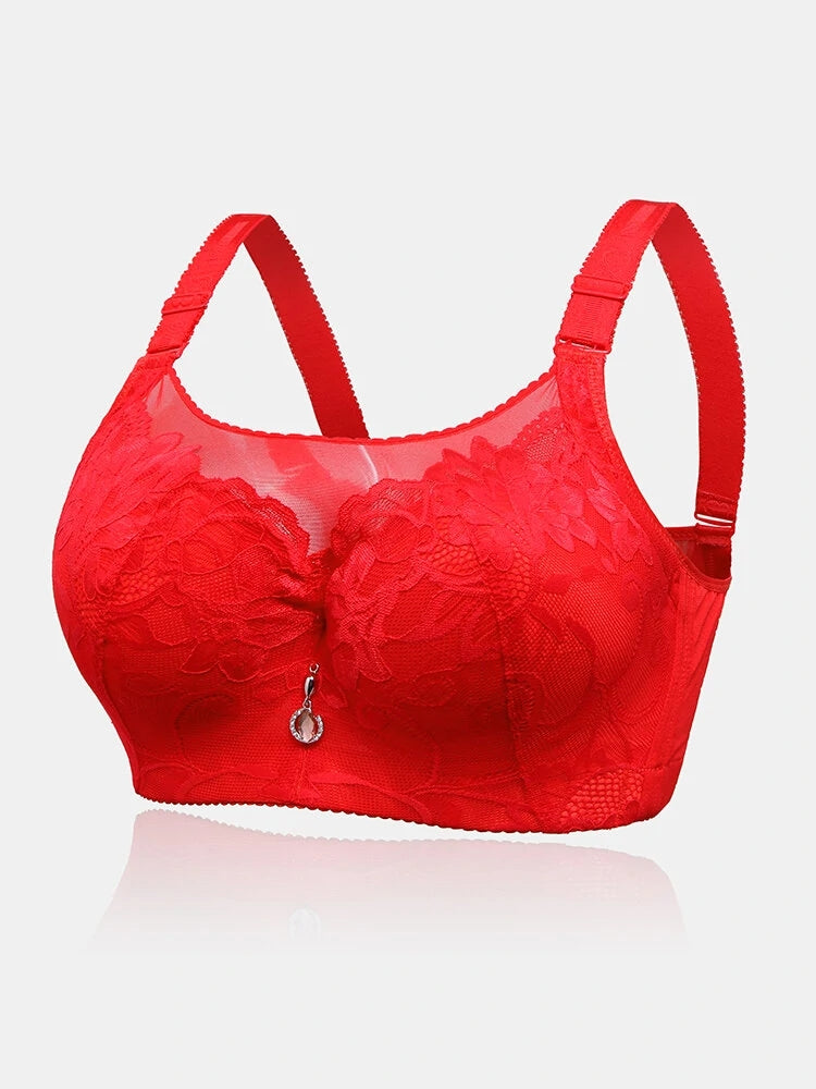 Floral Mesh Spliced Full Cup Breathable Underwire Bras