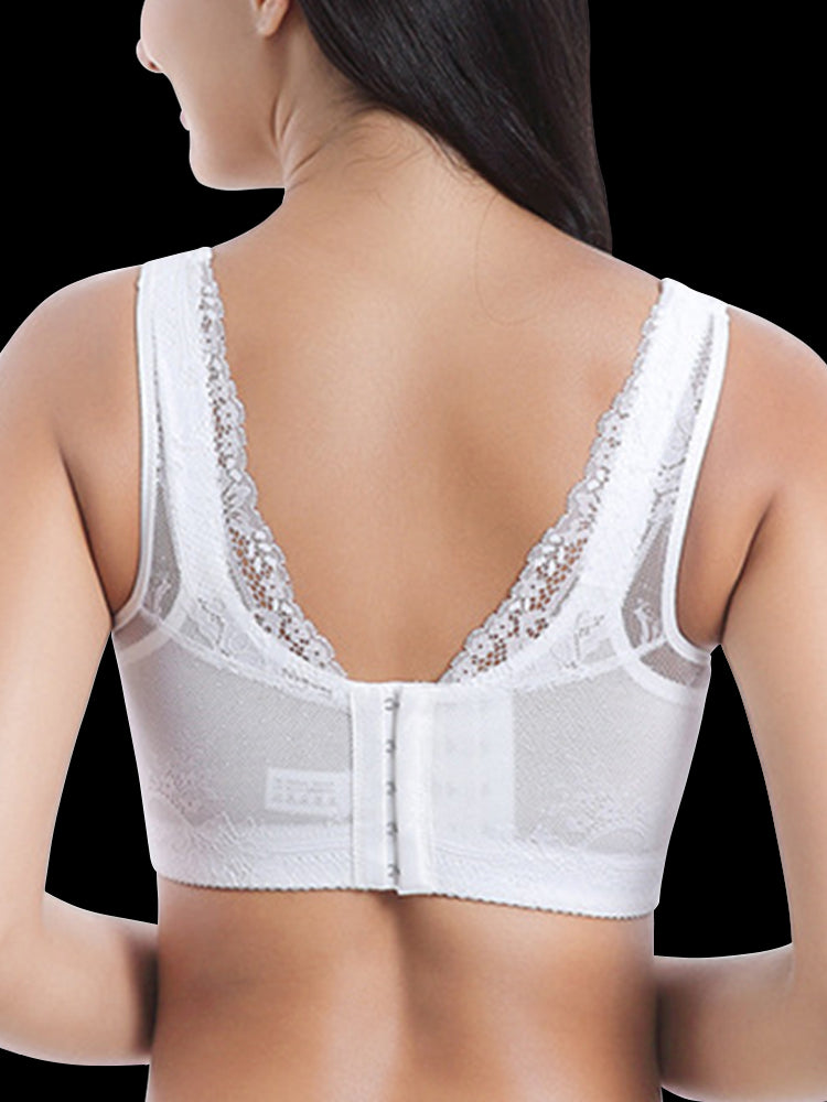 Women Lace Deep V Neck Breathable Push Up Bra