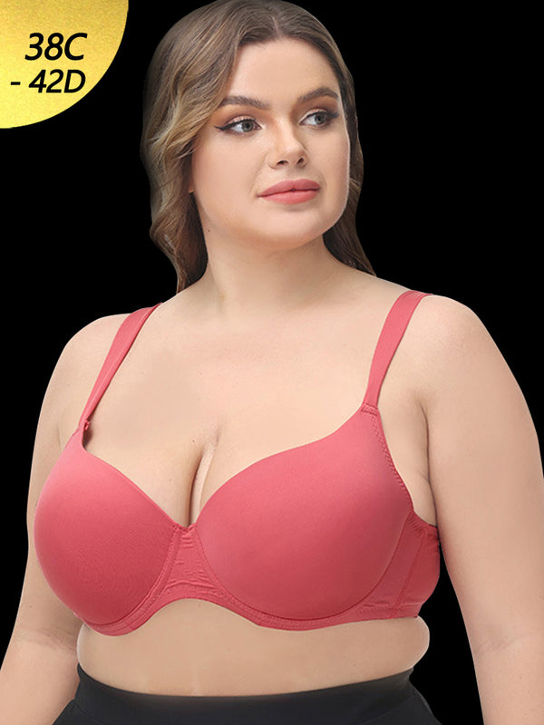 Women's Solid Color Full Cup Underwire Push Up Bra