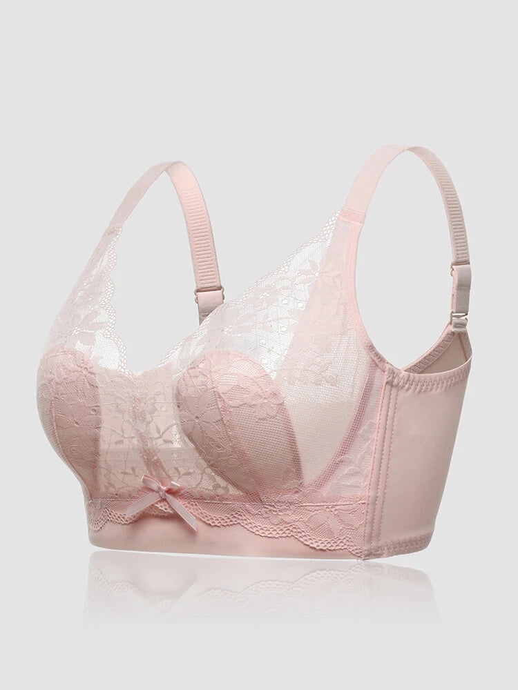 Lace Floral See Through Wireless Rabbits Ear Shaped Lined Bras
