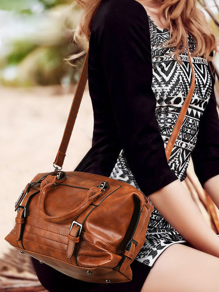 Women Vintage Boston Handbag Shoulder Bag Crossbody Bag