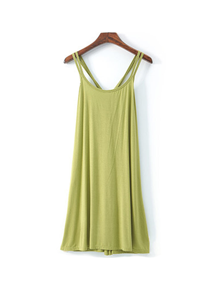 Plus Size Sexy Soft Modal Backless Nightgown Slip Dress