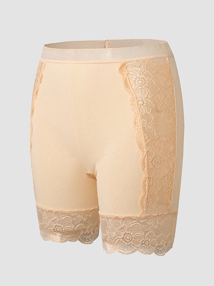 Lace Patchwork Legging Safety Hollow Out See Through Breathable Panties