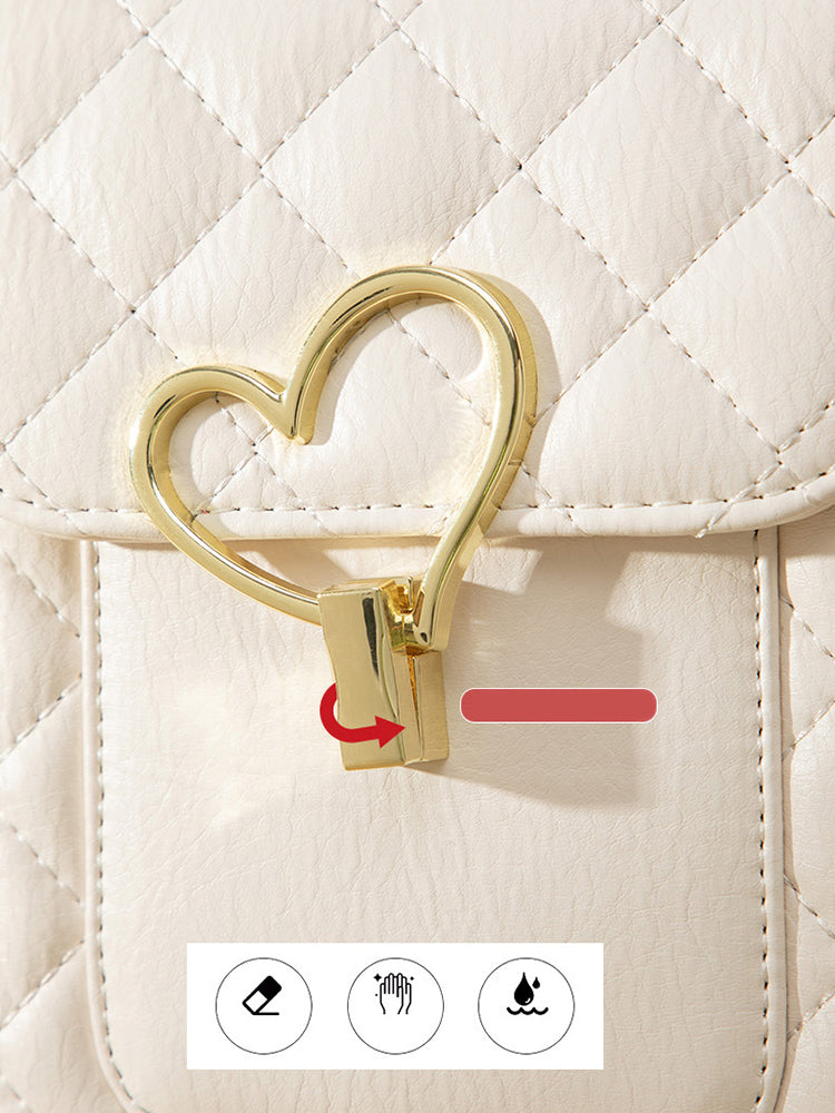 Mini Diamond Pattern Clutch Wallet Heart-shaped Crossbody Bag with Adjustable Strap