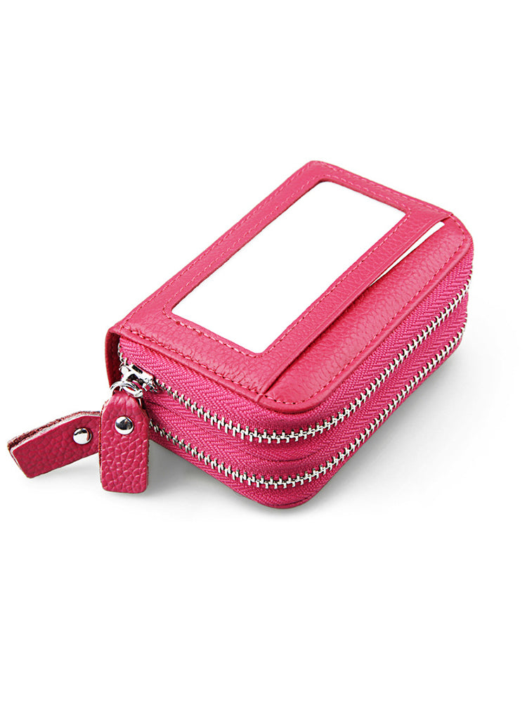 RFID Antimagnetic Genuine Leather 11 Card Slots Card Holder Purse