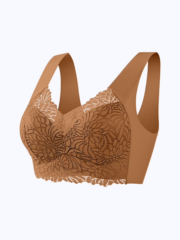 Floral Lace Comfortable Wireless Lounge Bra