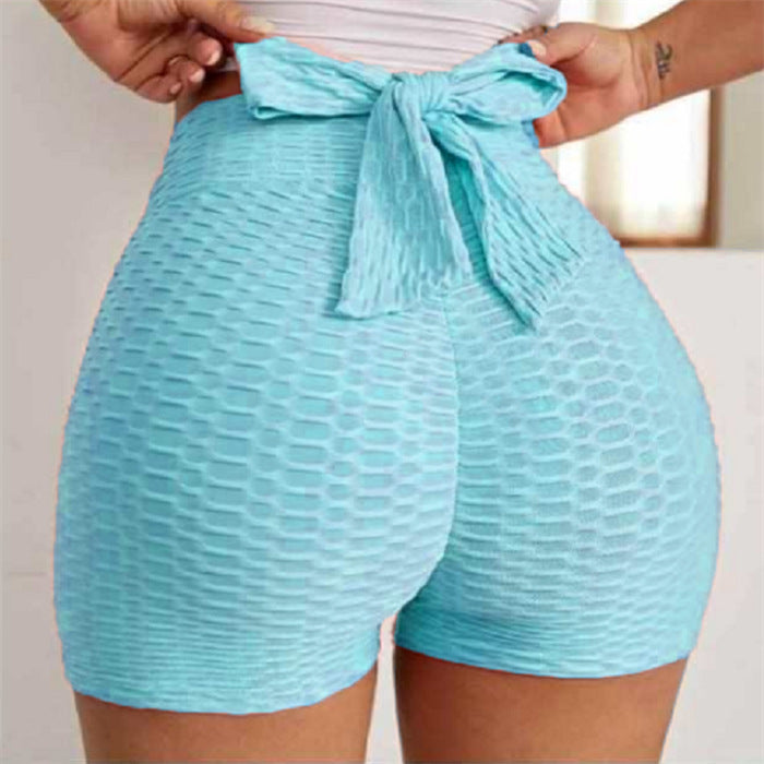 Solid Textured Hip Lifting Shorts