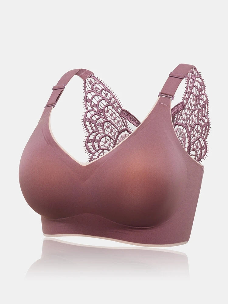 Wireless Butterfly Back Pattern Solid Seamless Bra