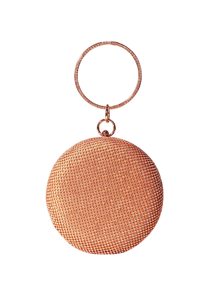 Round Purse Clutches Rhinestone Ring Handbag Crossbody Bag