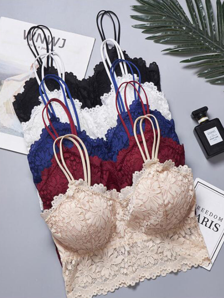Women's Padded Lace Bandeau Bra Without Underwire