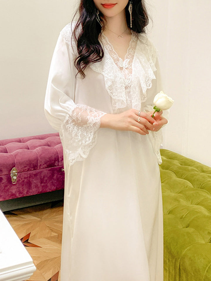 Women's Soft Nightgown Vintage Lace Pajama Dresses