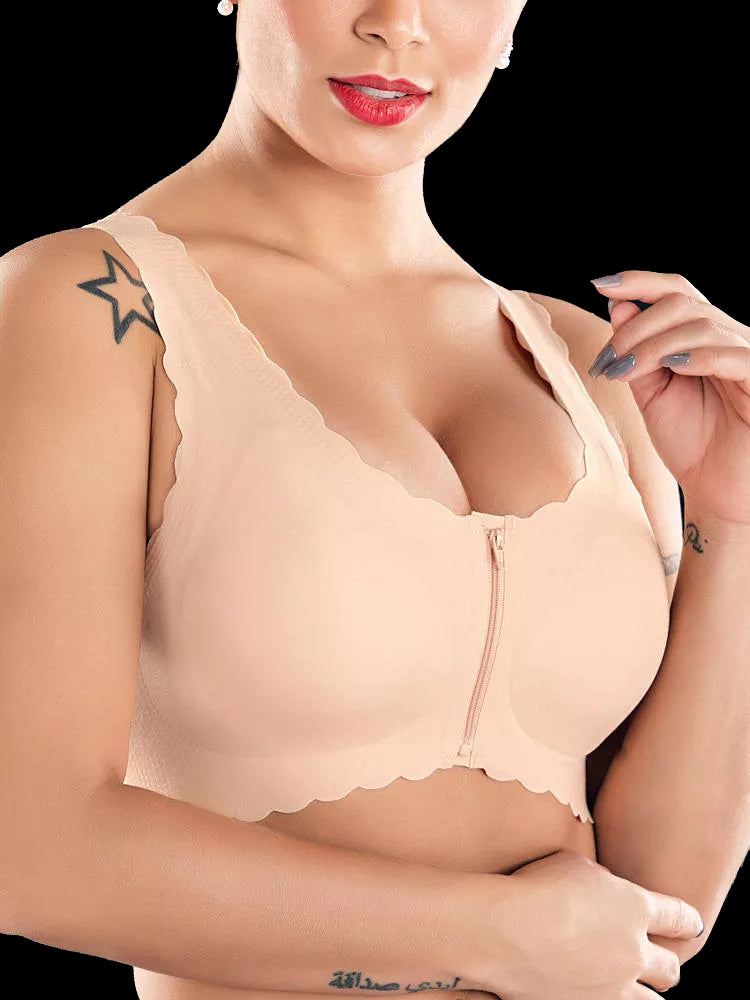 Seamless Front Zipper Wireless Bra