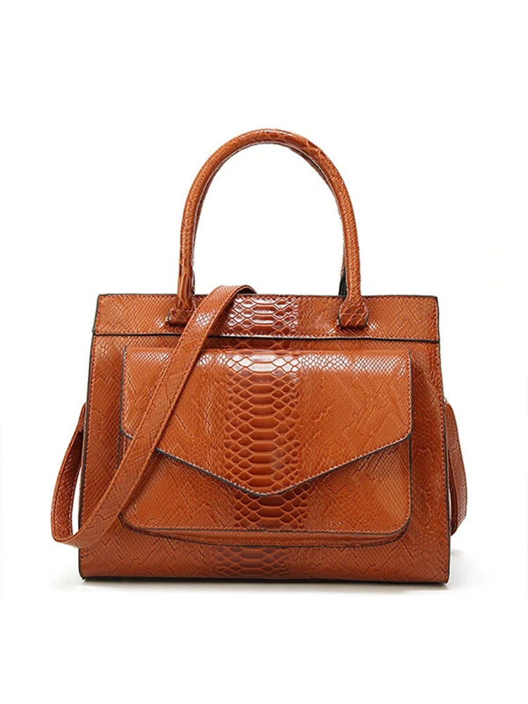 Women Snake Pattern Tote Bag Casual Large Capacity Crossbody Bag