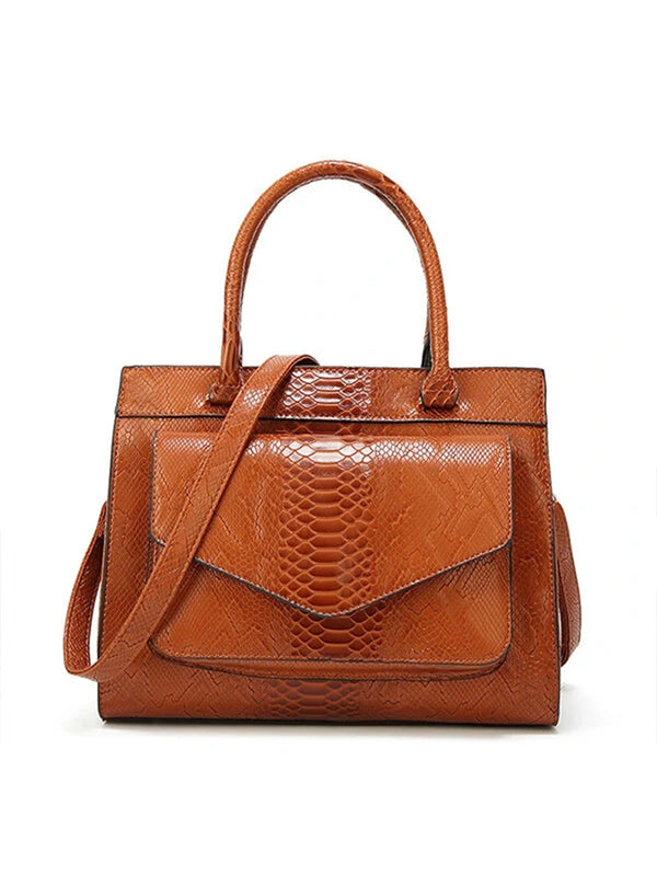 Women Snake Pattern Tote Bag Casual Large Capacity Crossbody Bag