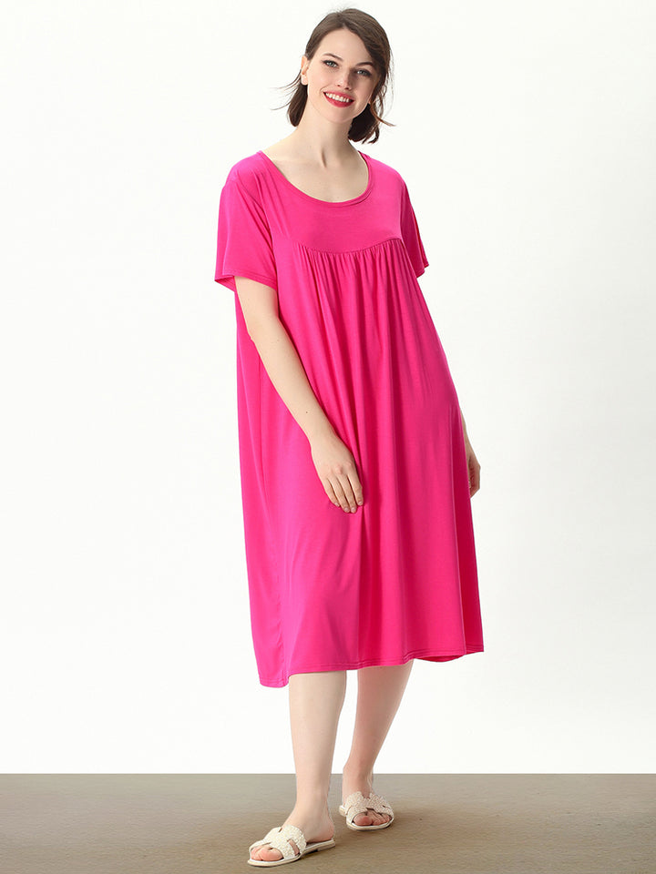Plus Size Casual Nightgown Midi Loungewear Sleepwear