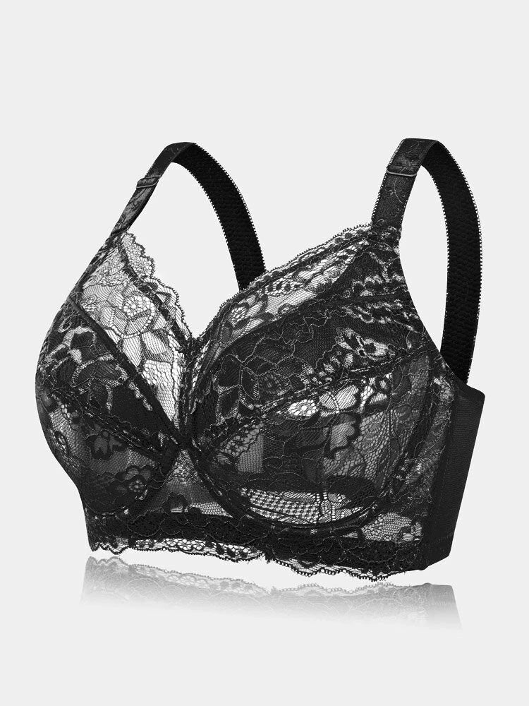 Lace Jacquard Underwire See Through Non Padded Bra
