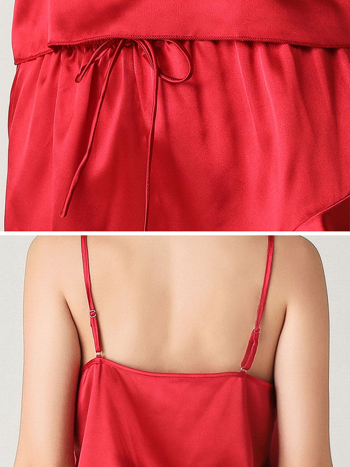 Women's V-Neck Satin Sleep Camisole Sexy Pajama Sets