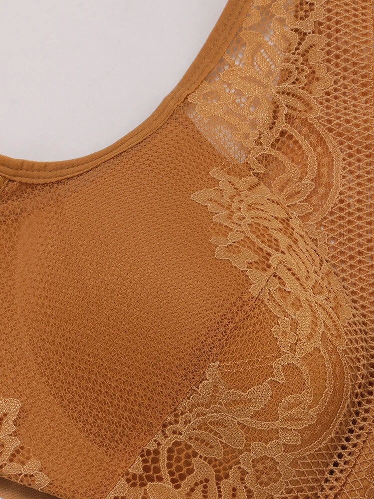 Lace V-Neck Beauty Back Front Closure Support Bra