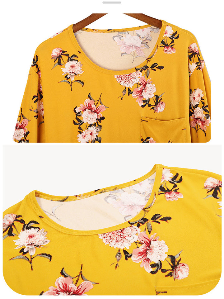 Women Plus Size Long Sleeve Printing Soft Pajamas Set