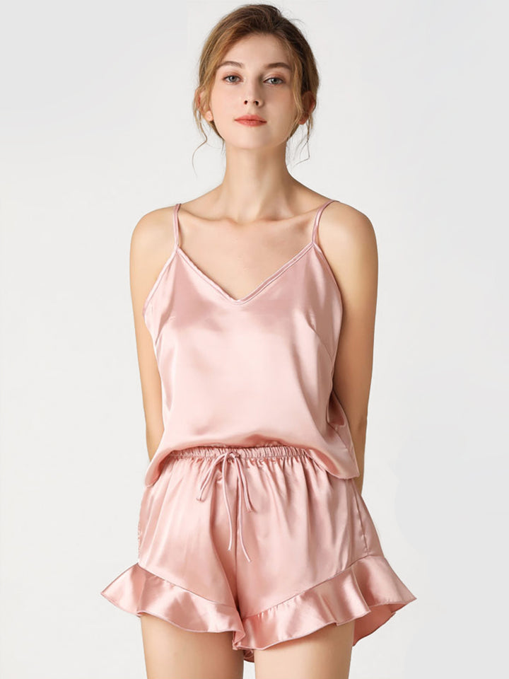 Women's V-Neck Satin Sleep Camisole Sexy Pajama Sets