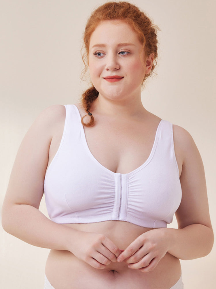 Women Comfort Wireless Cotton Front Close Bra