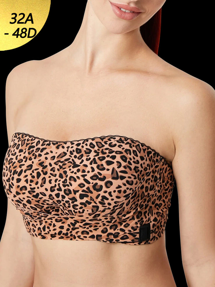 Women's Leopard Print Wireless Non-slip Strapless Bras