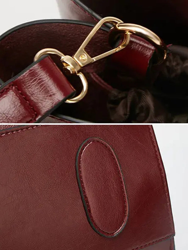Women PU Leather Casual Handbag Large Capacity Tote Bag Solid Crossbody Bag