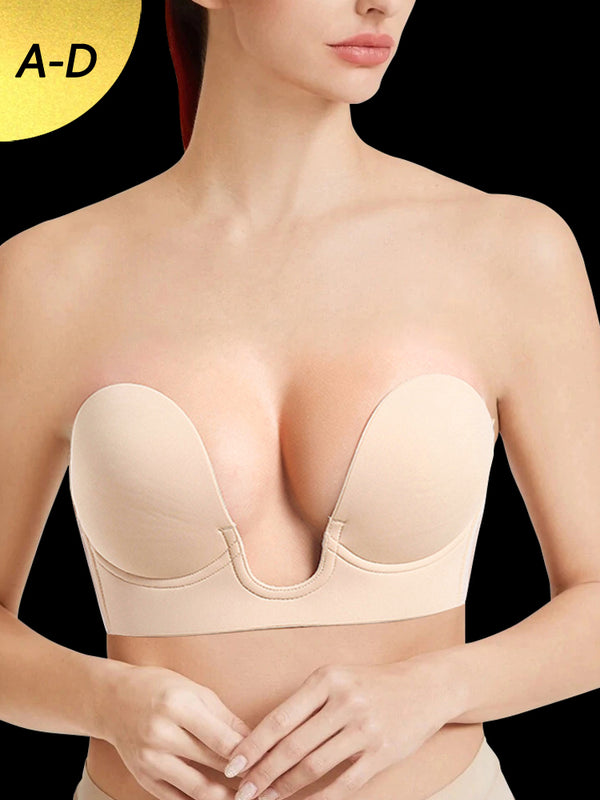 Deep U-Shaped Invisible Strapless Sticky Adhesive Bra