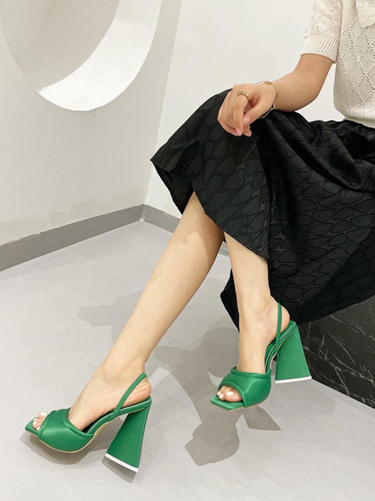 Women's Pattie High Block Heeled Two Strap Sandals