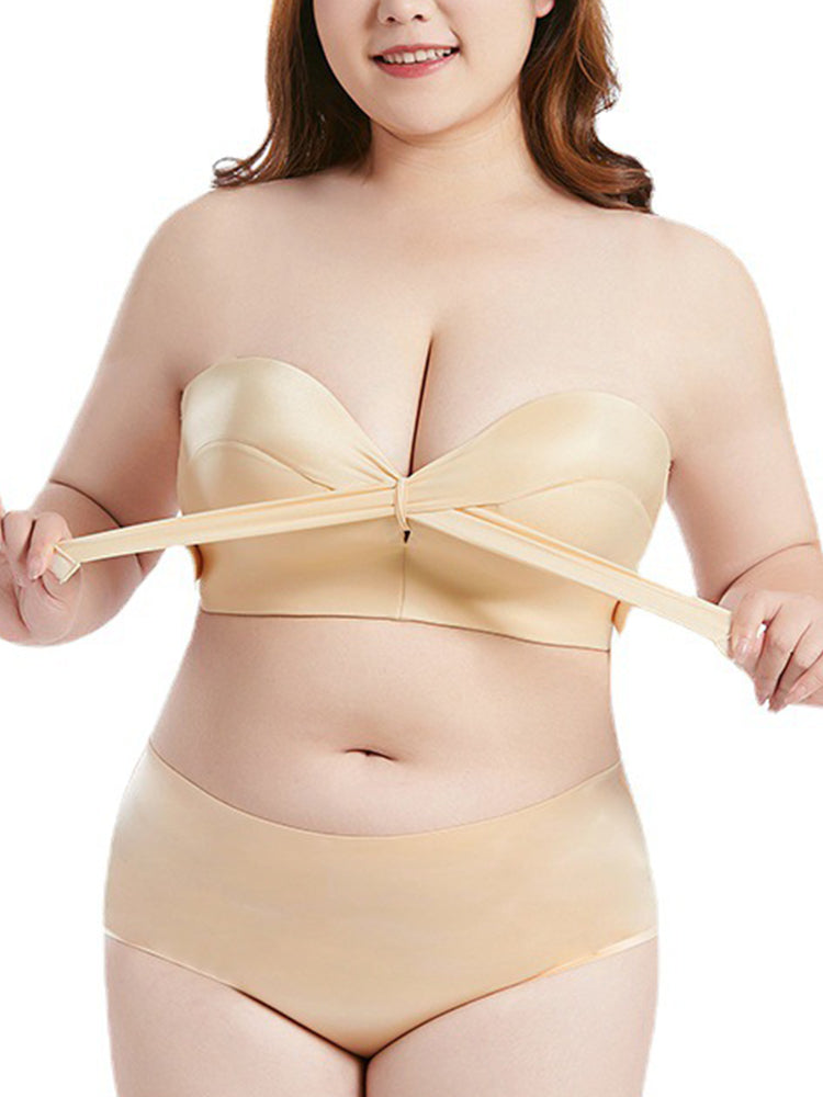 Seamless Push Up No-slip Half Cup Strapless Bra