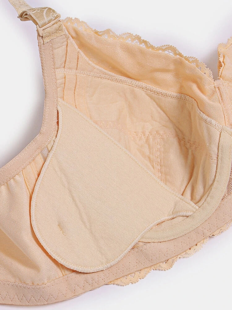 Breathable Lace Full Coverage Soft Wire Support Bra