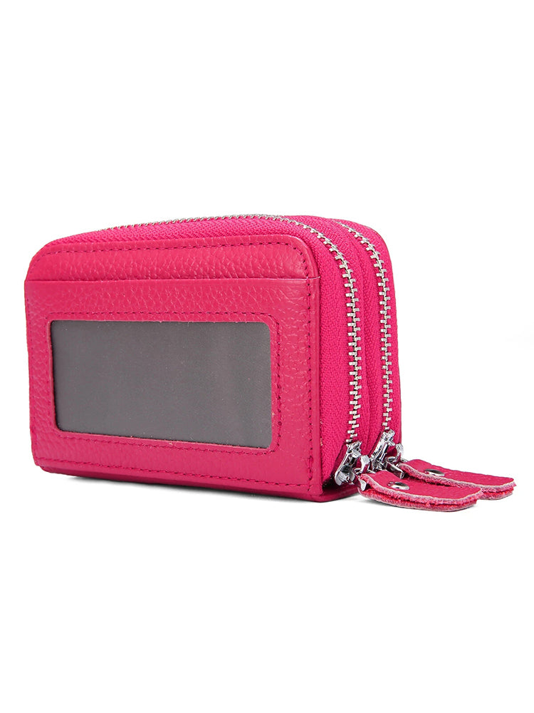 RFID Antimagnetic Genuine Leather 11 Card Slots Card Holder Purse