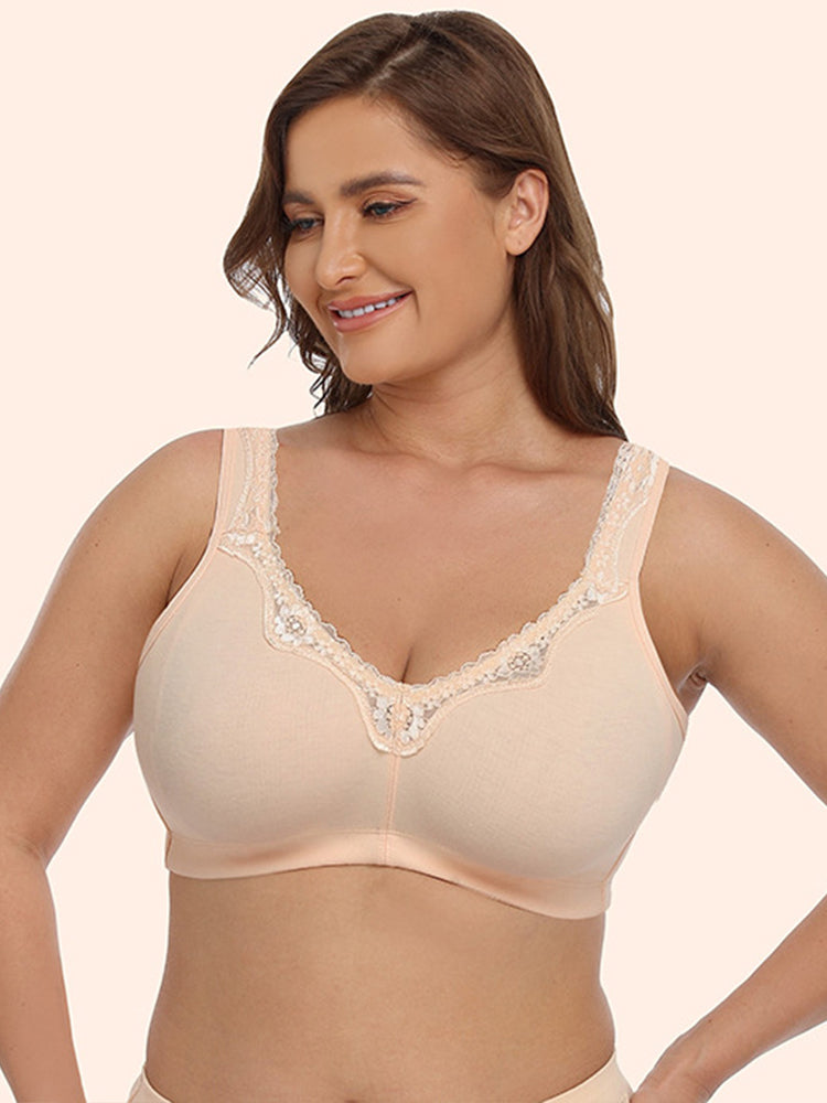 Full Figure Lace Cotton Wirefree Bra