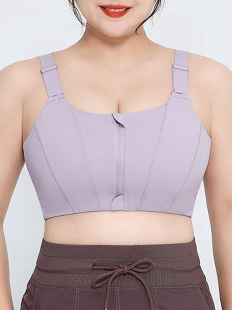 Women's Front Zipper Sports High Impact Racerback Bra