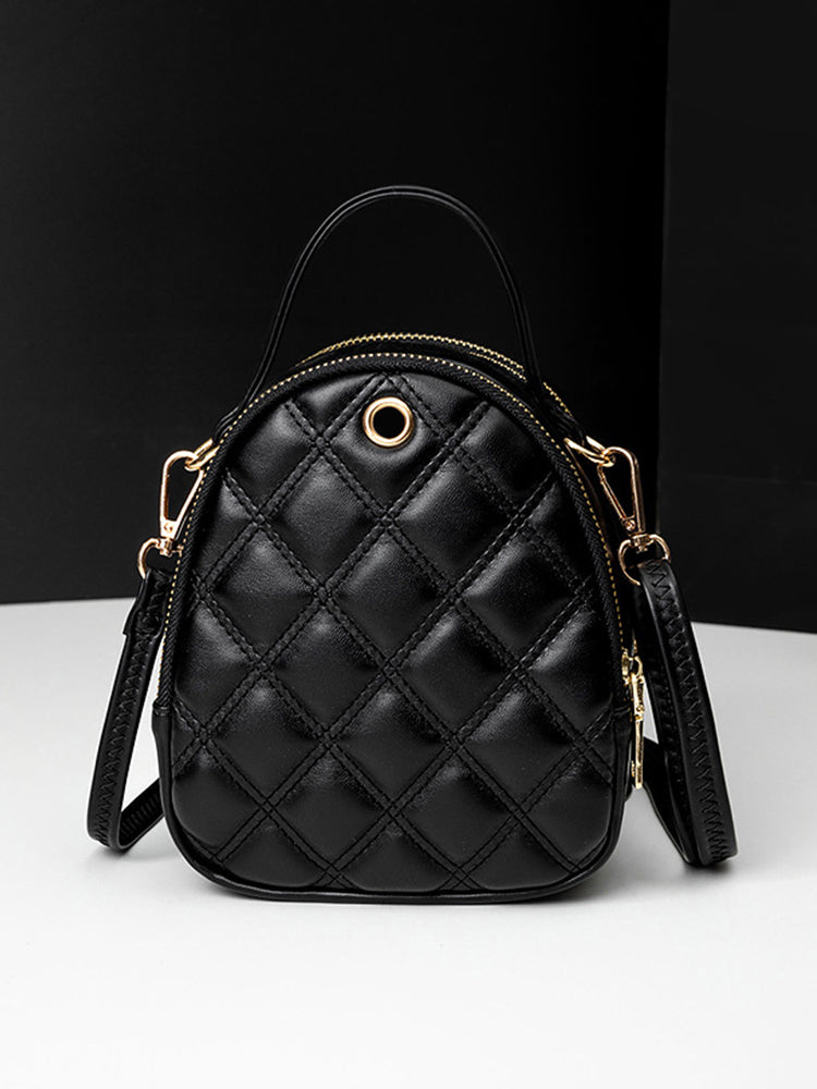 Small Crossbody Bags Diamond Pattern Shoulder Bag with Earphone Hole