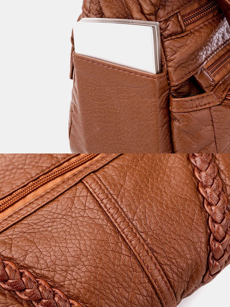 Women Multi-pocket Middle-aged Vintage Crossbody Bag