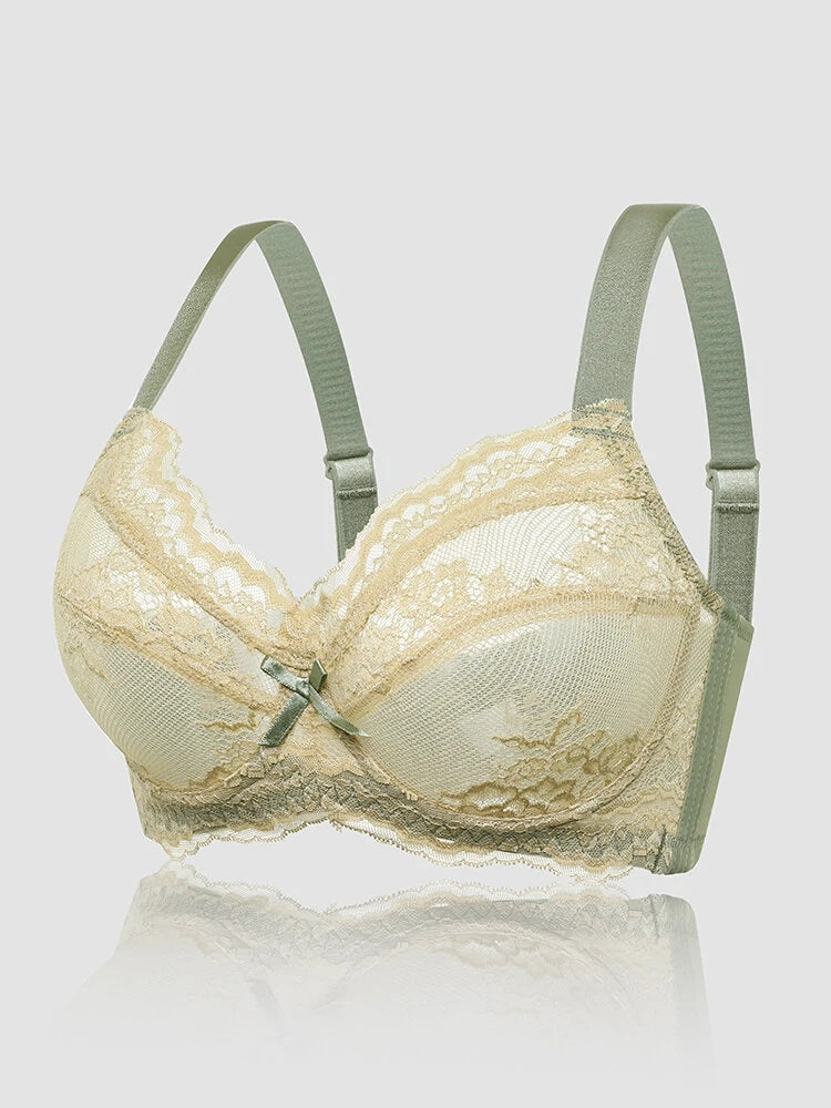 Sexy Lace Bowknot Soft Underwire Breathable Mesh Bras