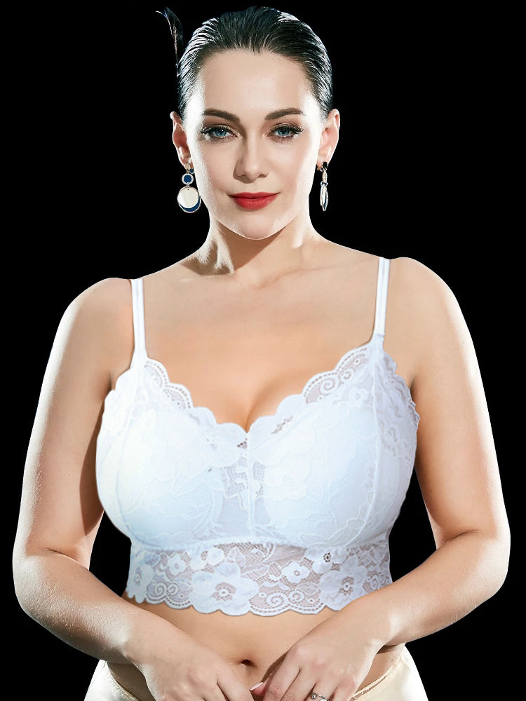 Lace Tube Top Bandeau Padded Bra With Straps