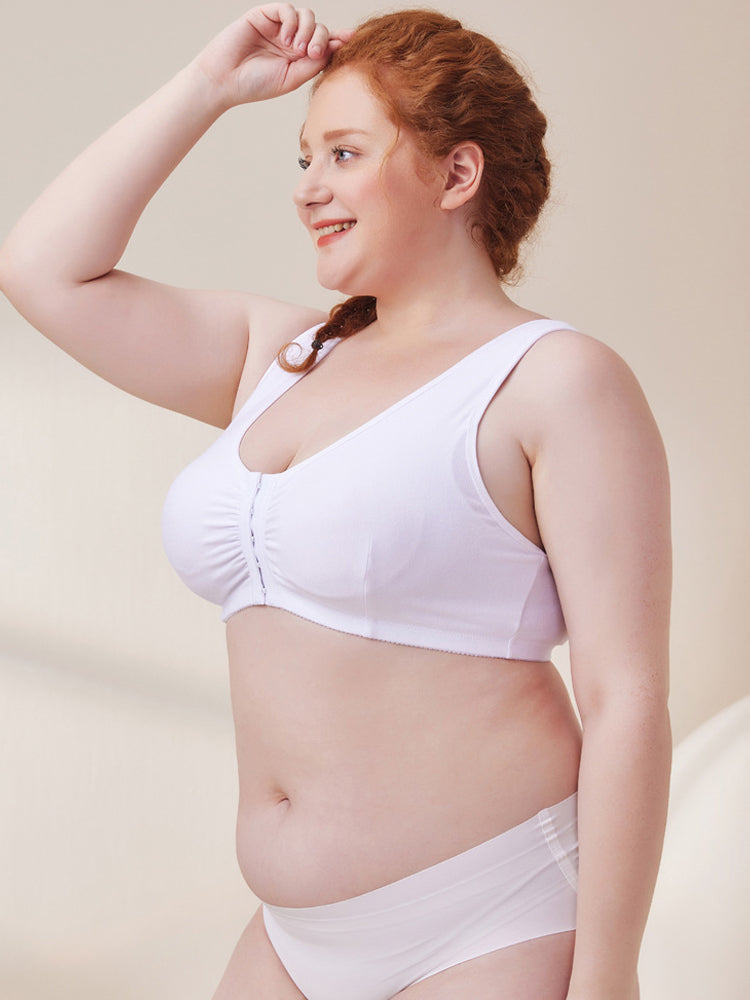 Women Comfort Wireless Cotton Front Close Bra