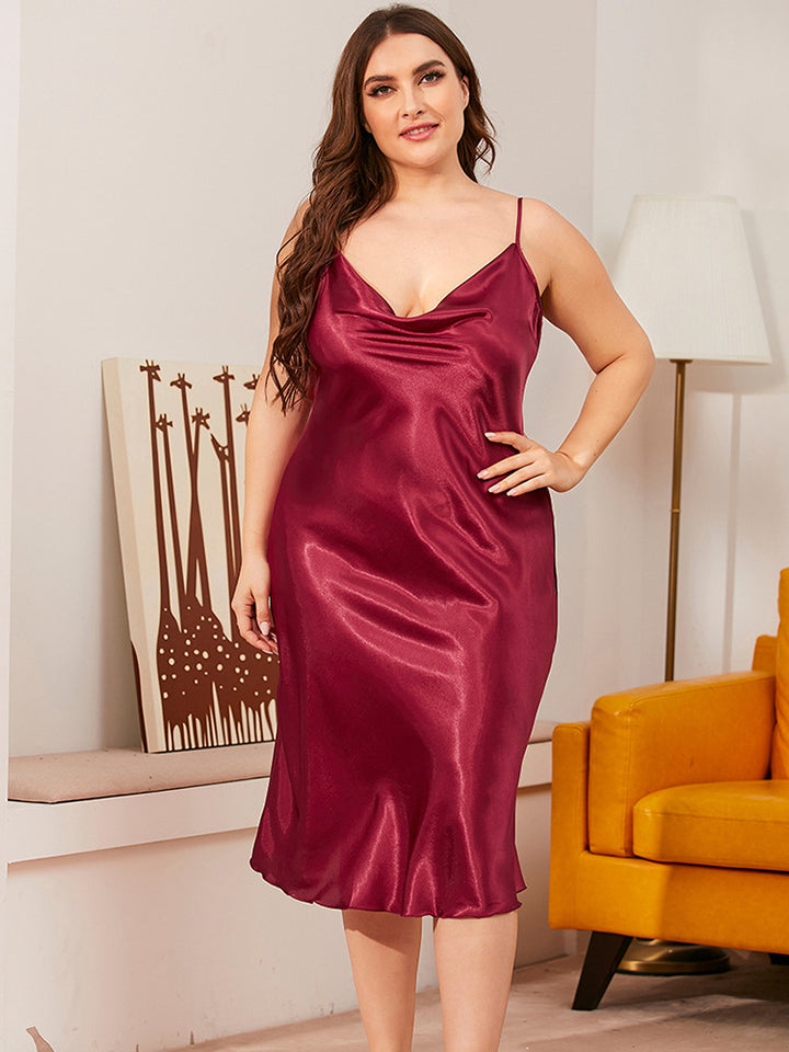 Women's Plus Size Comfort Satin Slip Sleep Nightdresses