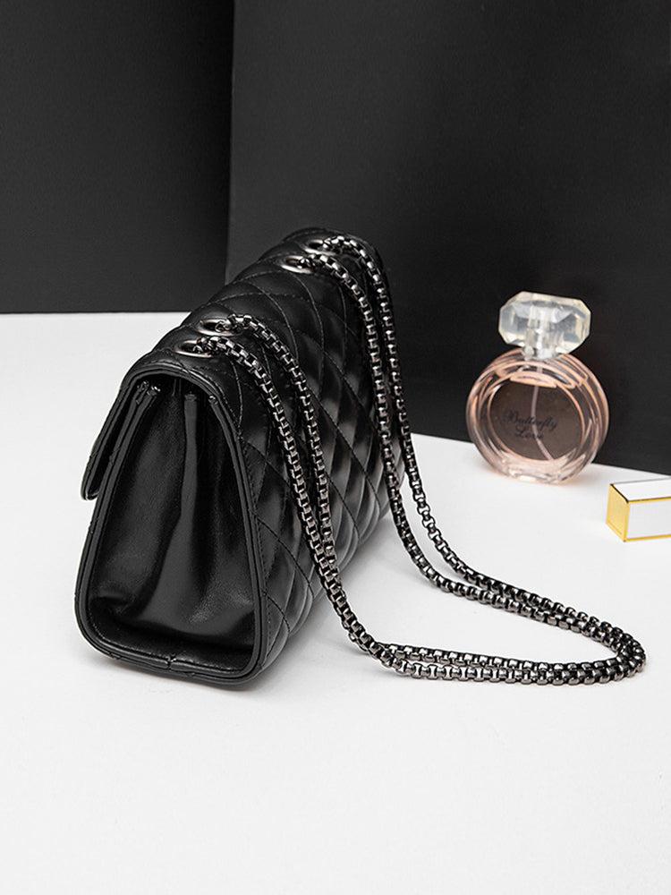 Women's Diamond Pattern PU Chain Straps Shoulder Bags