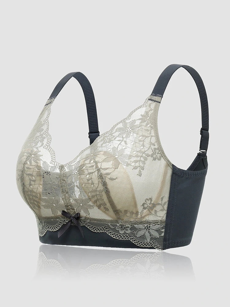 Lace Floral See Through Wireless Rabbits Ear Shaped Lined Bras