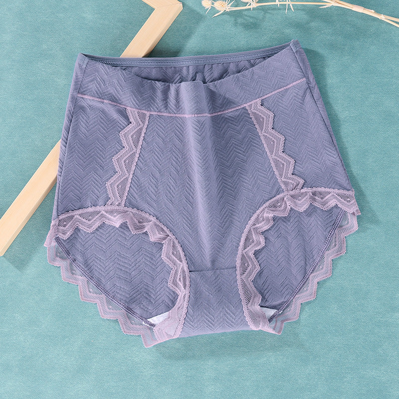 3-Pack Women Plus Size Lace Cotton Underwear High-Cut Panty