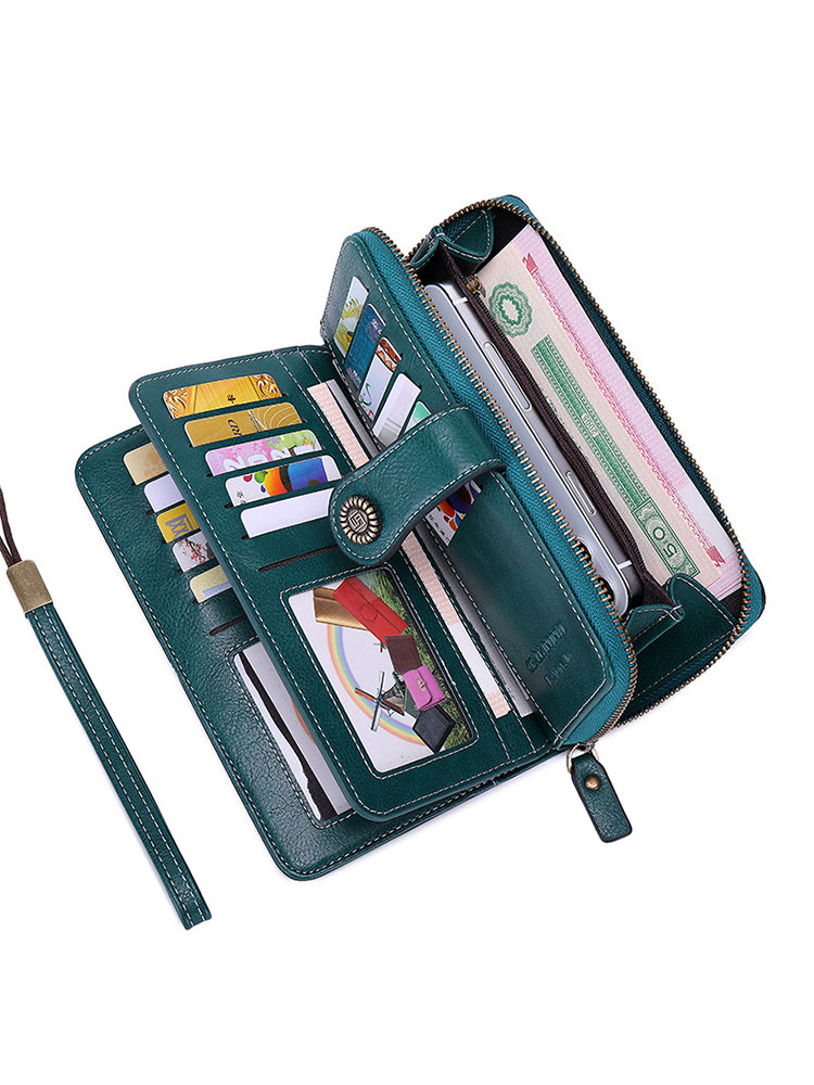 Women's PU Leather RFID Flap Wallet Clutch Organizer